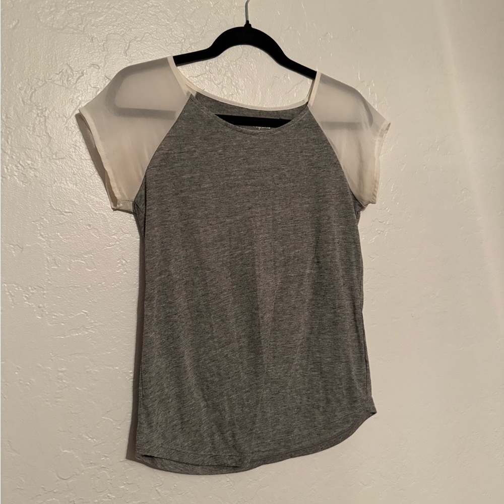 Grey with white sheer sleeves shirt
